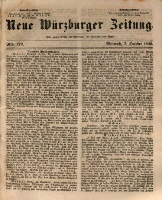 Neue Würzburger Zeitung Mittwoch 7. Oktober 1840