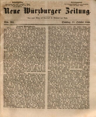 Neue Würzburger Zeitung Sonntag 11. Oktober 1840