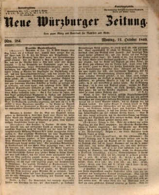 Neue Würzburger Zeitung Montag 12. Oktober 1840