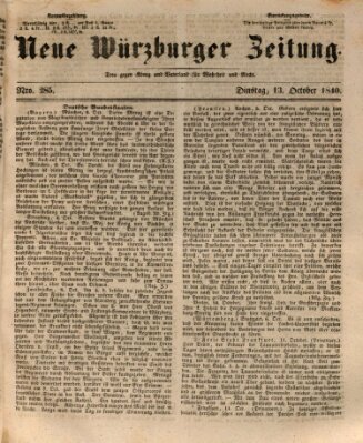 Neue Würzburger Zeitung Dienstag 13. Oktober 1840