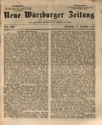 Neue Würzburger Zeitung Mittwoch 14. Oktober 1840