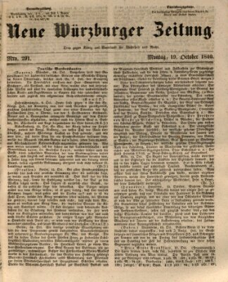 Neue Würzburger Zeitung Montag 19. Oktober 1840