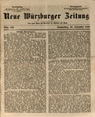 Neue Würzburger Zeitung Donnerstag 26. November 1840