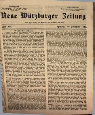 Neue Würzburger Zeitung Sonntag 29. November 1840