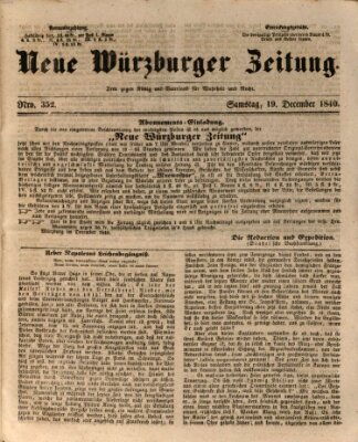 Neue Würzburger Zeitung Samstag 19. Dezember 1840