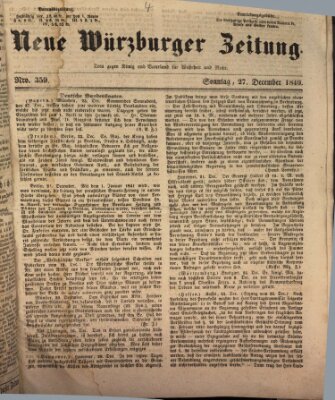 Neue Würzburger Zeitung Sonntag 27. Dezember 1840