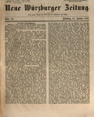 Neue Würzburger Zeitung Dienstag 12. Januar 1841