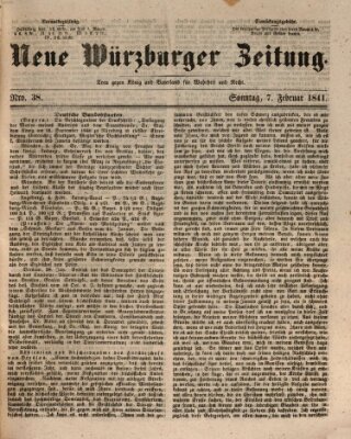 Neue Würzburger Zeitung Sonntag 7. Februar 1841