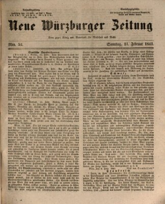 Neue Würzburger Zeitung Sonntag 21. Februar 1841