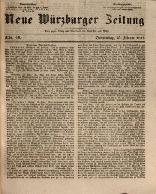 Neue Würzburger Zeitung Donnerstag 25. Februar 1841