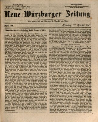 Neue Würzburger Zeitung Samstag 27. Februar 1841