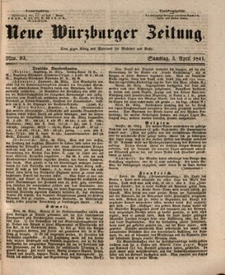 Neue Würzburger Zeitung Samstag 3. April 1841