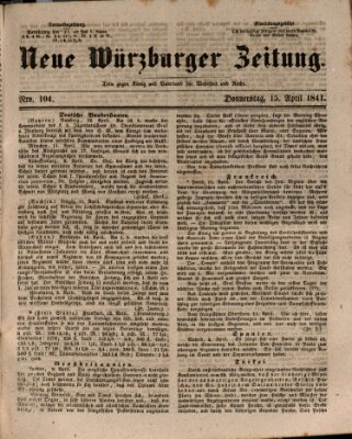 Neue Würzburger Zeitung Donnerstag 15. April 1841