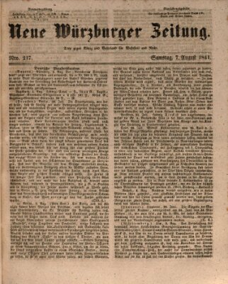 Neue Würzburger Zeitung Samstag 7. August 1841