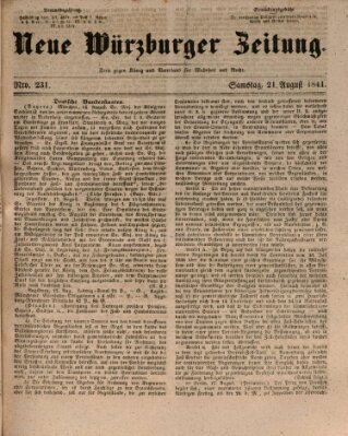 Neue Würzburger Zeitung Samstag 21. August 1841