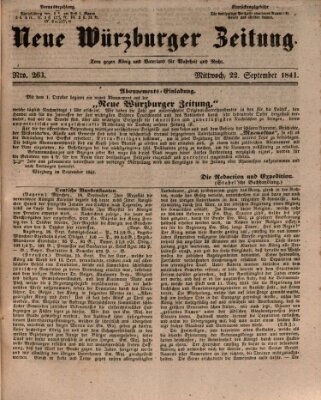 Neue Würzburger Zeitung Mittwoch 22. September 1841