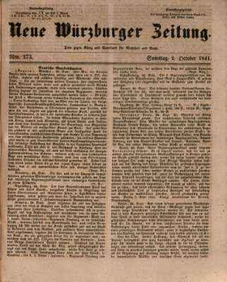 Neue Würzburger Zeitung Samstag 2. Oktober 1841