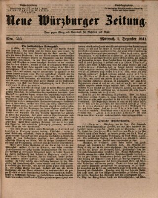 Neue Würzburger Zeitung Mittwoch 1. Dezember 1841