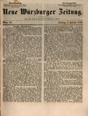 Neue Würzburger Zeitung Dienstag 1. Februar 1842