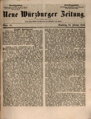 Neue Würzburger Zeitung Samstag 12. Februar 1842