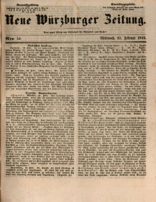 Neue Würzburger Zeitung Mittwoch 23. Februar 1842