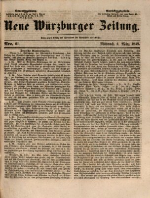 Neue Würzburger Zeitung Mittwoch 2. März 1842