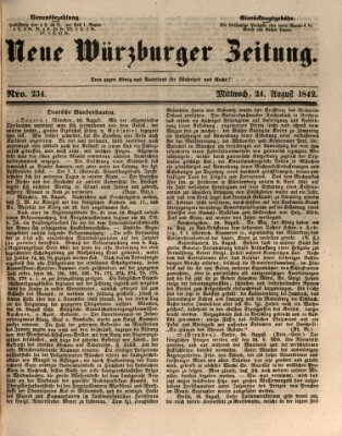 Neue Würzburger Zeitung Mittwoch 24. August 1842