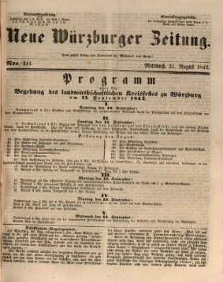 Neue Würzburger Zeitung Mittwoch 31. August 1842