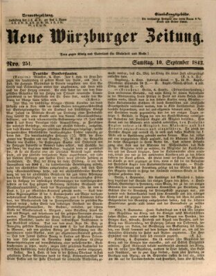 Neue Würzburger Zeitung Samstag 10. September 1842