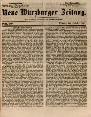 Neue Würzburger Zeitung Dienstag 18. Oktober 1842