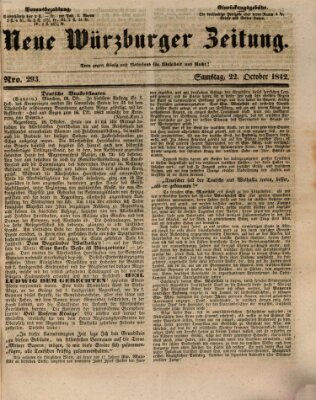 Neue Würzburger Zeitung Samstag 22. Oktober 1842