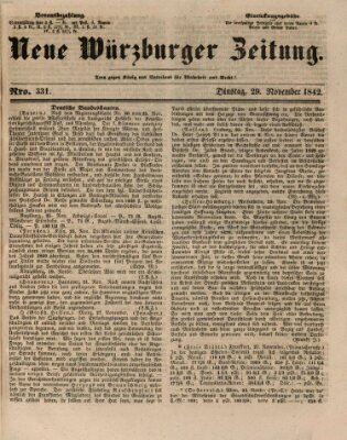 Neue Würzburger Zeitung Dienstag 29. November 1842