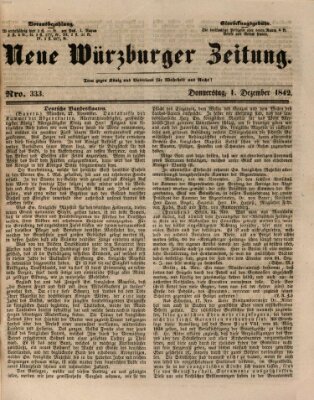 Neue Würzburger Zeitung Donnerstag 1. Dezember 1842