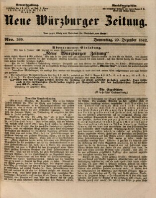 Neue Würzburger Zeitung Donnerstag 29. Dezember 1842