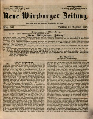 Neue Würzburger Zeitung Samstag 31. Dezember 1842