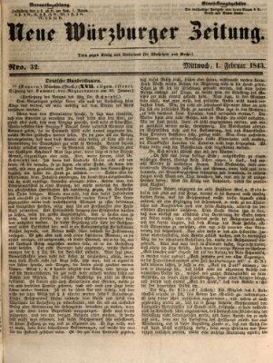 Neue Würzburger Zeitung Mittwoch 1. Februar 1843