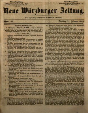 Neue Würzburger Zeitung Dienstag 21. Februar 1843