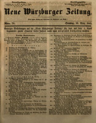 Neue Würzburger Zeitung Sonntag 19. März 1843