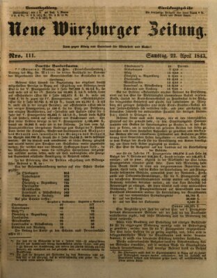 Neue Würzburger Zeitung Samstag 22. April 1843