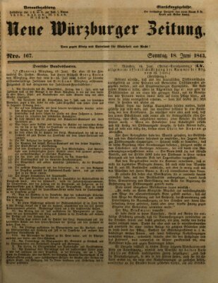 Neue Würzburger Zeitung Sonntag 18. Juni 1843