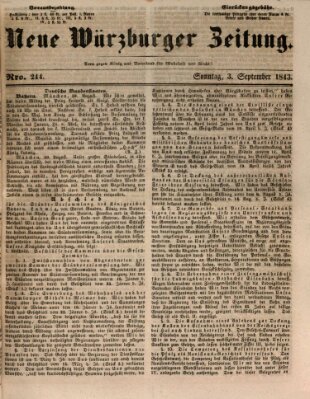 Neue Würzburger Zeitung Sonntag 3. September 1843