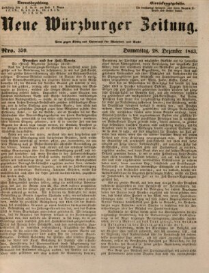 Neue Würzburger Zeitung Donnerstag 28. Dezember 1843