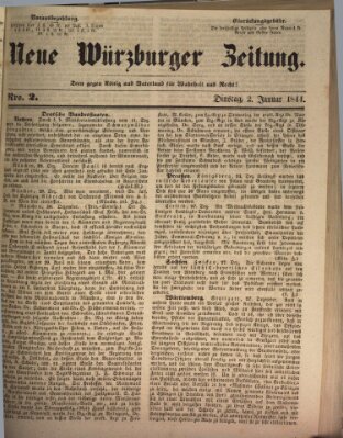 Neue Würzburger Zeitung Dienstag 2. Januar 1844