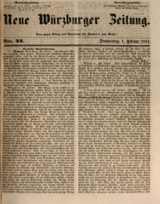 Neue Würzburger Zeitung Donnerstag 1. Februar 1844