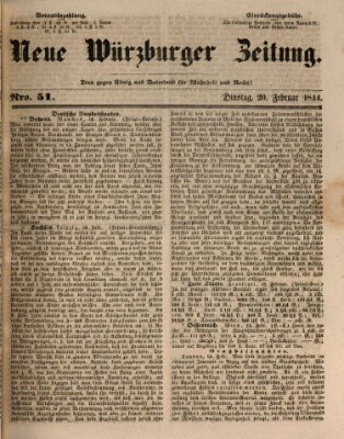 Neue Würzburger Zeitung Dienstag 20. Februar 1844