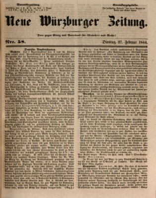 Neue Würzburger Zeitung Dienstag 27. Februar 1844