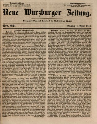 Neue Würzburger Zeitung Montag 1. April 1844