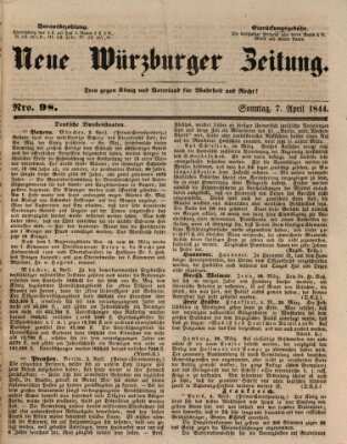 Neue Würzburger Zeitung Sonntag 7. April 1844