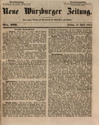 Neue Würzburger Zeitung Freitag 12. April 1844