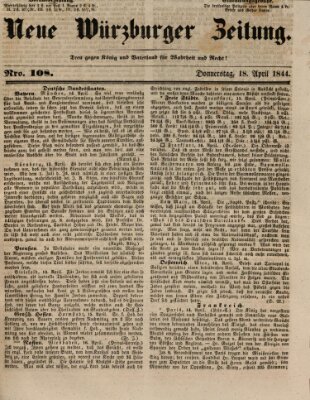 Neue Würzburger Zeitung Donnerstag 18. April 1844